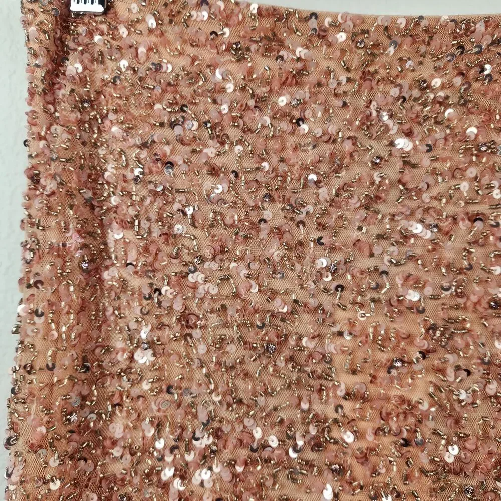 Retrofete Lowe Sequin Beaded Skirt in Dusty Peach Midi Size Small - Picture 3 of 9